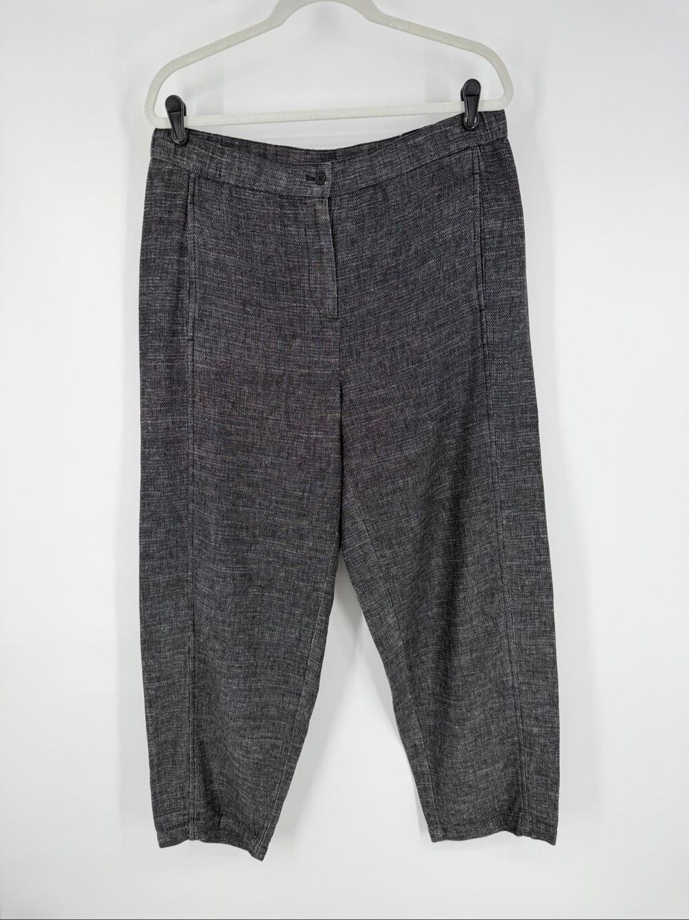 Eileen Fisher Size Medium Hemp Organic Cotton Gray Cropped Tapered Ankle Pants